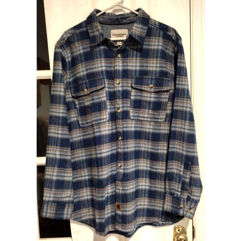 Legendary Outdoors Men's Large Shirt Shacket Plaid Workwear Rugged Streetwear